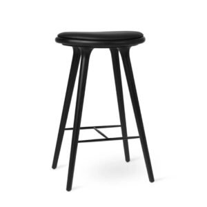 Modern Vannes Solid Round Bar Table And Stools Black Stained High Bar Stool