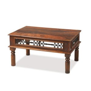 Classic Evergreen Teak Wood Brown Indian Occasional Square Coffee Table