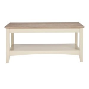 Evergreen Teak-Wood Natural Coffee Table Medium, White-Brown