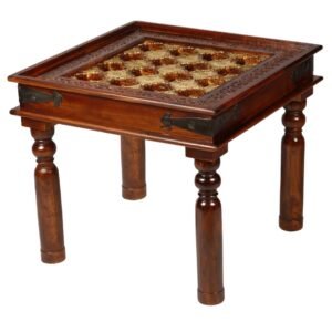 Overlay & Inset Brass Work Solid Wood Window Style Bedside Table (7)